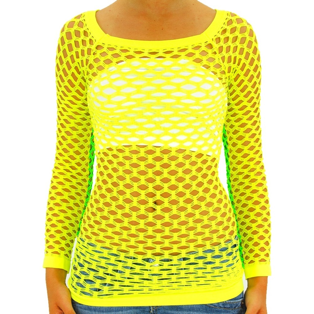 Fishnet Long Sleeve Shirt Dancing Blouse Top
